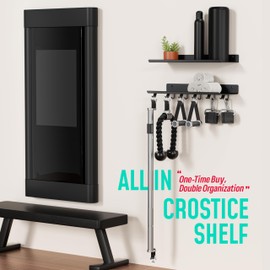 Crostice 2-Tier Floating Shelf Compatible with Tonal Accessories, Home Gym Storage Shelf, Gym Rack Wall Mount Organizer, Workout Metal Holder, T-Bracket Lock Adapters Hanger, US Patent Holding