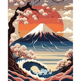 Lolipony Paint by Numbers Adult Flower Landscape DIY Oil Painting Canvas Set with 3 Brushes and Acrylic Pigment for Women Home Decoration Birthday Christmas Gift - 40 x 50 cm (without Frame)