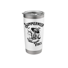 Black Skeleton Pool Floatie Summerween Vibes Spooky Summer Stainless Steel Insulated Tumbler