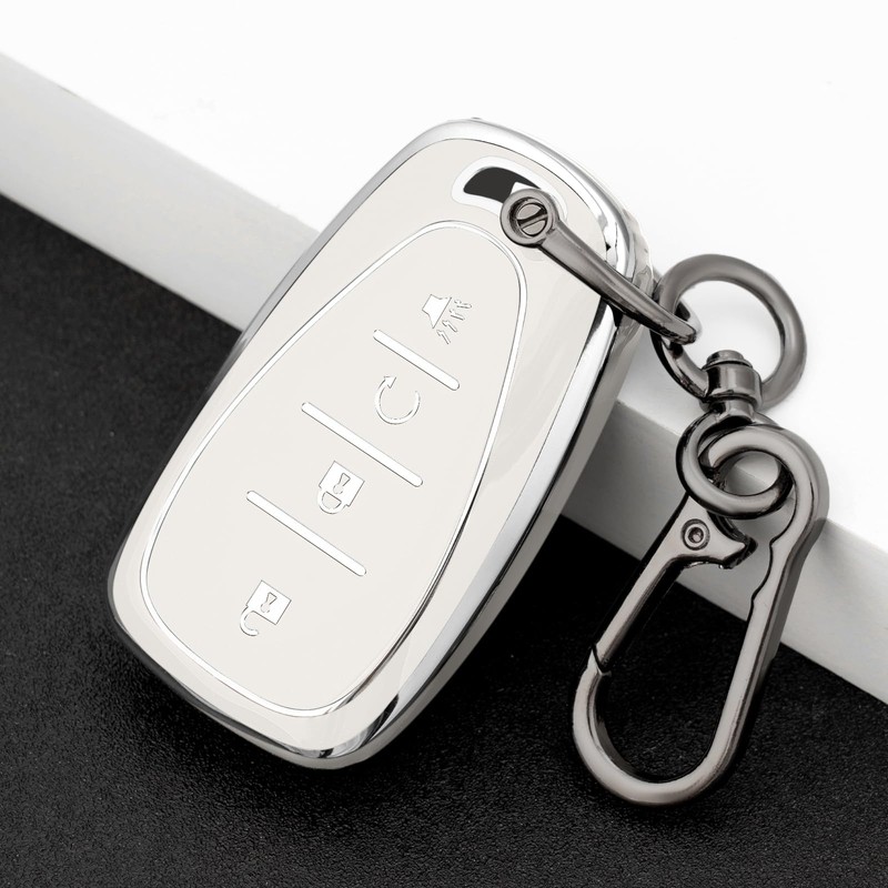 CHATYYD for Chevy Key fob Cover with Keychain,Soft TPU Car