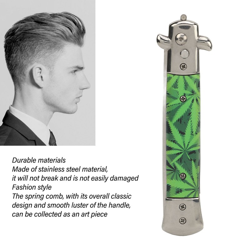 Switchblade Comb Stainless Steel Spring Comb Portable Pocket Beard Hair