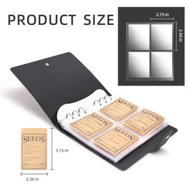 Seed Storage Organizer, Seeds Packet Binder with 100 Envelopes Garden Seed Packet Organizer Seed Collecting Template for Garden Vegetable, Flowers (Slot 2.8'' x 3.55'')