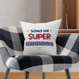 Mugffins Kissen mit Füllung mit Spruch für Arzt FÜR VERDAUUNGSMEDIZIN - Auf Italienisch - Sono Super - 40 x 40 cm - originelles und lustiges Geschenk Mitarbeiter