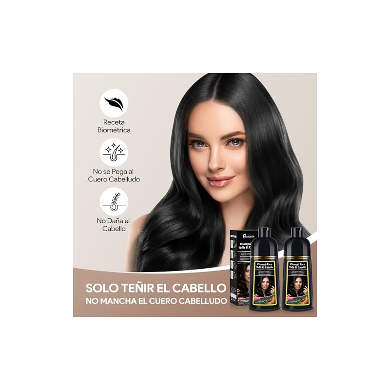 Champú para Teñir el Cabello Negro 3 en 1 Black