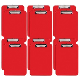 Red Plastic Clipboards, 12 Pack, Durable, 12.5 x 9 Inch, Low Profile Clip, by Better Office Products, Red, Set of 12