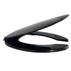 Centoco DS620-407 Elongated Plastic Toilet Seat, Open Front with Cover, Heavy Duty Hinge, Regular Duty Residential or Light Weight Commercial Use, Black