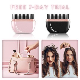 RUCHA USB portable hair straightener, Cordless Straightener, for home, office, school or travel, round  straightener Free 7-day trial - Color: ferrous