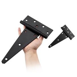 10 Inch T-Strap Gate Hinges, Heavy Duty Gate Hinges,Shed Door Hinges,Black Hinges,Gate Hinges Heavy Duty for Outdoor Barns Gate,Wooden Fences,with Screws, 2Pack-HOME MASTER HARDWARE