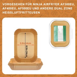 Renko Ninja Airfryer Baking Paper for Hot Air Fryer Baking Paper, Ninja Airfryer Accessories, Pack of 100, 22 cm x 14 cm, Rectangular Baking Paper Compatible with Ninja NF400EU, AF300EU, Waterproof,
