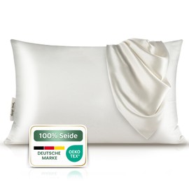 bene-sleep Premium Silk Pillowcase - 100% Mulberry Silk 22 Momme | Reinforced Seams | Oeko-Tex Certified* | Anti-Frizz & Wrinkle Reduction | Hypoallergenic & Skin Friendly (White, 40 x 80 cm)