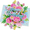 POPWOW Floral Peonies Pop Up Card, Happy Birthday, Flowers, 3D