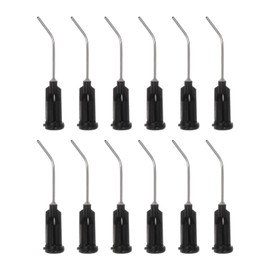 HARFINGTON 12pcs Blunt Tip Dispensing Needles, 19 Gauge 45 Degrees Bent Dispensing Tips 1" End Angled Dispenser Needle with Luer Elbow Blunt Needle for Oil or Glue Applicator, Black