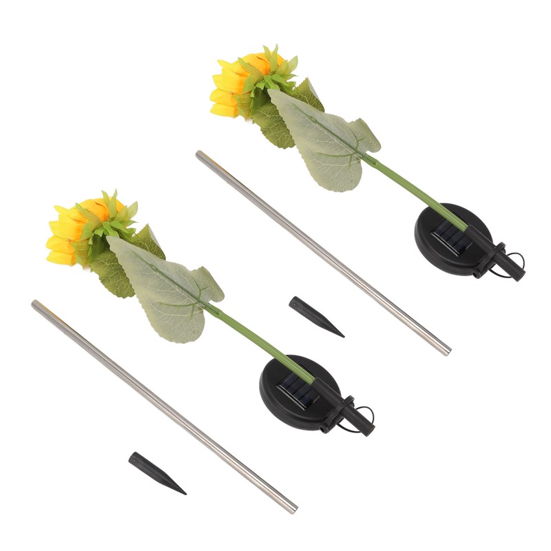 2Pcs Sunflower Solar Lights IP65 Waterproof Low Power Consumption LED