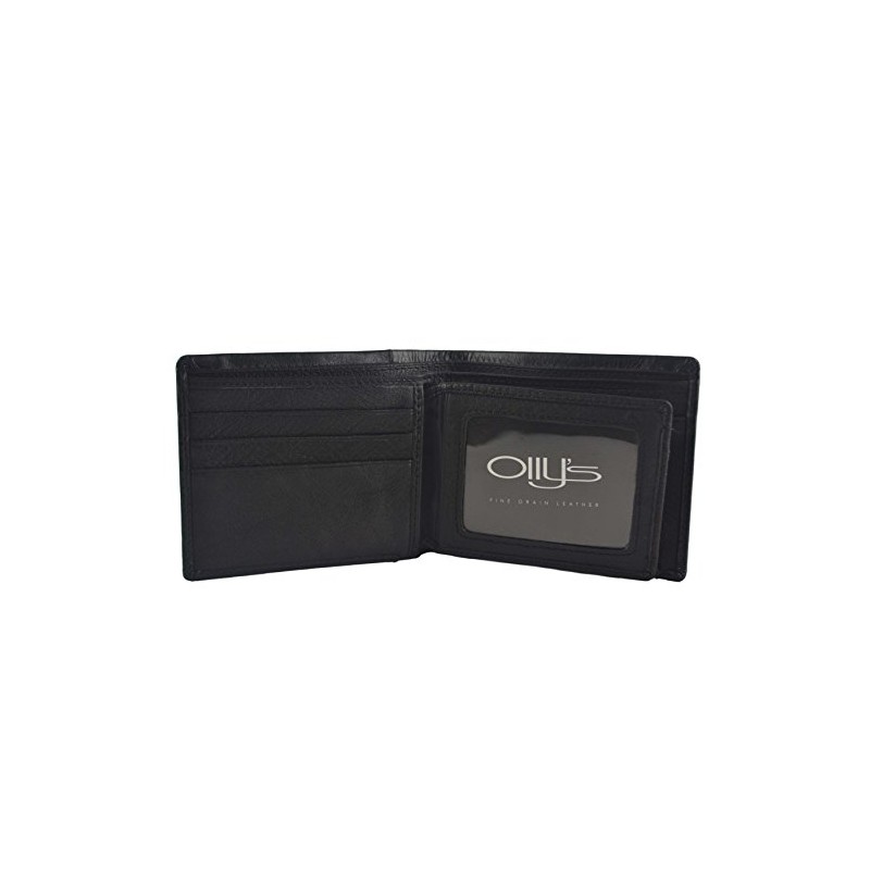 Mens Fine Grain Leather Bi-Fold Wallet by OLLY's; Jack Collection
