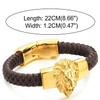 COOLSTEELANDBEYOND Mens Large Braided Leather Bracelet with Steel Lion and