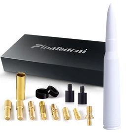 White Bullet Antenna 50 Cal Bullet Car Truck Antenna Truck Accessories Silverado 1500 F150 F250 F350 Ram 1500 GMC Sierra 1500 Ranger Short Replacement Antena (White, 5.5inch)
