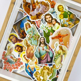 Catholic Stickers Religious Bible Faith Cross Sticker Pack Gifts for Adults Teens and Kids, 60PCS Aesthetic Catholic Jesus Stickers for Water Bottles Laptops Suitcases Skateboards Guitar