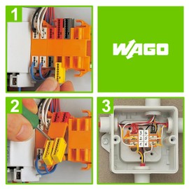 WAGO Mounting adapter 243-113, 6 slots for 4 and 8-conductor terminals (series 243), 10 pieces, screw mounting for micro junction box terminals, suitable for mounting on DIN rail 35, orange