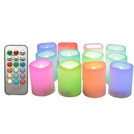 Candle Choice 12-Pack Realistic Color Changing Flameless Votive Candles Bright Battery Operated RGB Multi-Color LED Votives with Remote and Timer 1.5”x2” Party Wedding Birthday Holiday Décor Gift