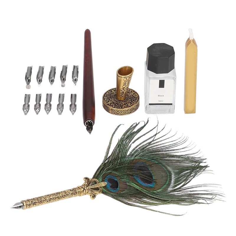 Feather Pen Exquisite Pattern Quaint Texture Comfortable Grip Stainless Steel