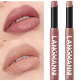 Jolilab 2Pcs Velvet Matte Lipstick Nude Matte Soft Dark Color Stick High Pigmented Long-Lasting Waterproof Lip Stick Lip Balm Beauty Cosmetics Gift for Women（03#+04#