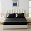 CozyLux Satin Fitted Sheet King Size, Black Silky Satin Bed