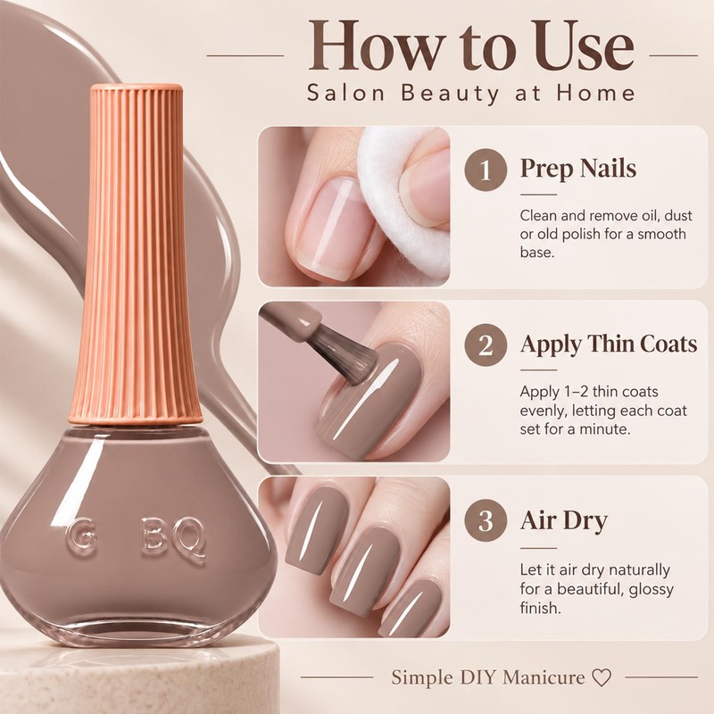 12ML Taupe Nude Nail Polish, Air Dry, No UV Lamp,
