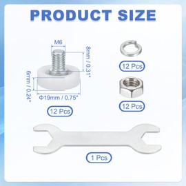 sourcing map 19 mm Drawer Rollers Wheel Cabinet Positioning Sliding with Screw Washer Wrench for File Document Cabinets DIY Replacement Parts White, 12 Pcs