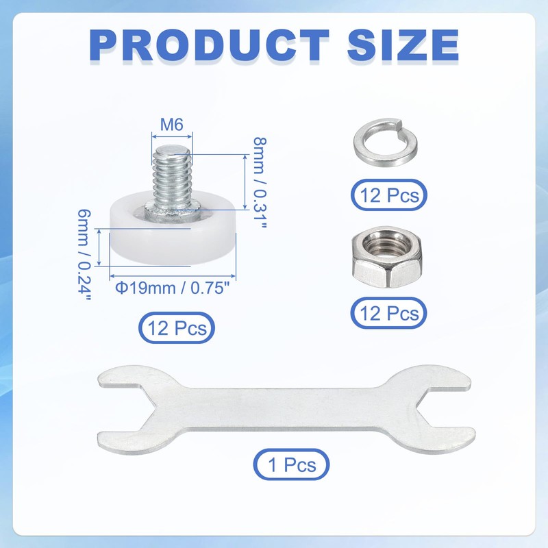 sourcing map 19 mm Drawer Rollers Wheel Cabinet Positioning Sliding