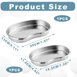 2 pieces kidney bowl, kidney bowl, stainless steel, reusable metal kidney tray, stainless steel curved trays, for dentist instruments, bathroom organiser, tattoo tool