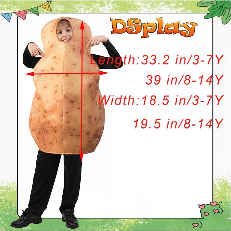 DSPLAY Potato Costume For Kids Cosplay Funny Food Potato Costumes