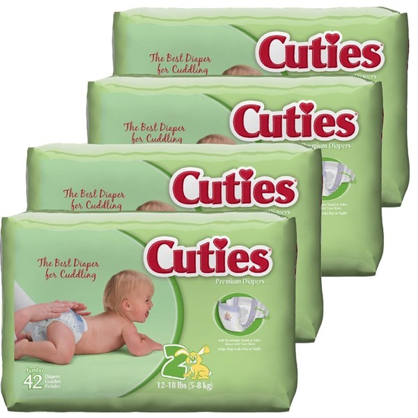 Cuties Baby Diapers, Size 2, 168 Count