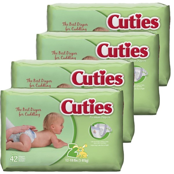 Cuties Baby Diapers, Size 2, 168 Count