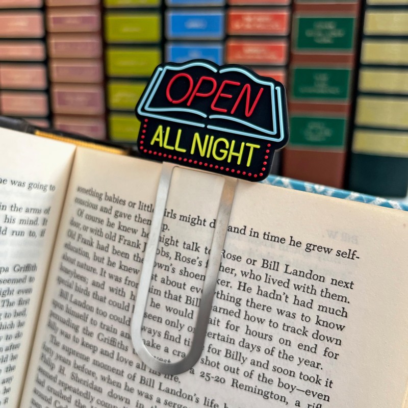 Light Reading Open, Neon Sign Bookmark