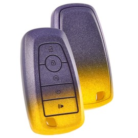 OFF WE GO for Ford Key Fob Cover, Soft TPU Protection Key Fob Case Compatible with Ford Explorer Fusion Escape Edge Expedition F150 F250 F350 F450 F550 Maverick Mustang Smart Key (Purple Yellow)