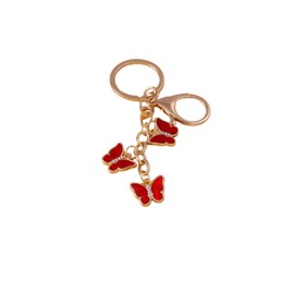 WJR 1~2 Pcs Cute Butterfly Charms Keychain Acrylic Crystal Butterfly Chain Tassel Keyring Purse Bag Accessories(Red Butterfly)