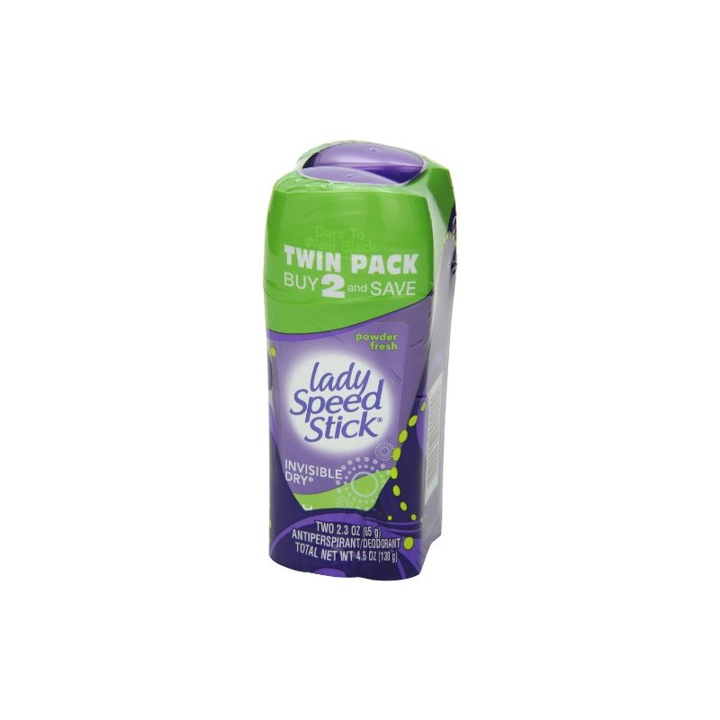 Lady Speed Stick Antiperspirant, Invisible Dry Powder Fresh, Twin pack,
