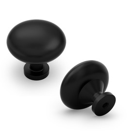 LONTAN Pack of 6 Cabinet Knobs, Black Furniture Knobs, Drawer Knobs, One Hole Drawer Handles for Bathroom, Bedroom