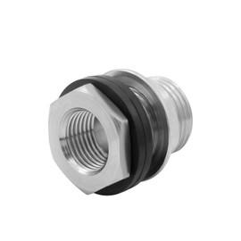 Fitvell Stainless Steel Garden Hose Bulkhead Water Tank Fitting 1" Male to 3/4" GHT Female Threaded for Rain Barrels and Sinks (Pack of 2)