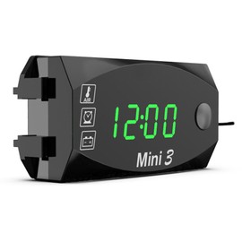 Meichoon 3 in 1 Car Digital Clock Voltmeter Thermometer 12V Waterproof Battery Voltage Monitor LED Large Screen Display for Motorcyclea Electric Vehicles Green