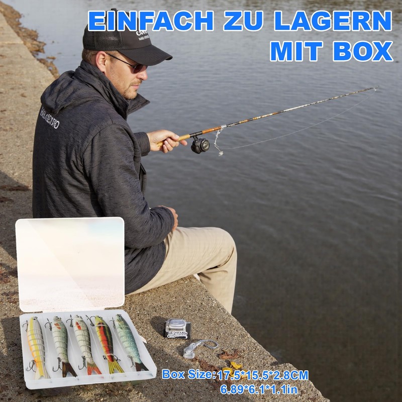 5 Stück Hecht Köder,Wobbler Hecht, Angelköder Lebensechter Kunstköder für Zander,