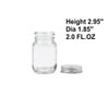 U Pack 2oz Mason Jar with Silver Lid for Honey