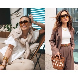 GUVIVI Retro Aviator Sunglasses for Women Men Oversized Classic 70s Vintage Trendy Square Aviators Tortoise Sun Glasses