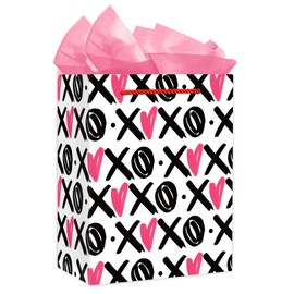 WaaHome - Bolsa de regalo de San Valentín con asa de 11.5 x 9 x 5 pulgadas, bolsas de regalo para el día de San Valentín con papel de seda, bolsas de regalo románticas de San Valentín para ella, él, novia, novio, esposa, marido, mujeres