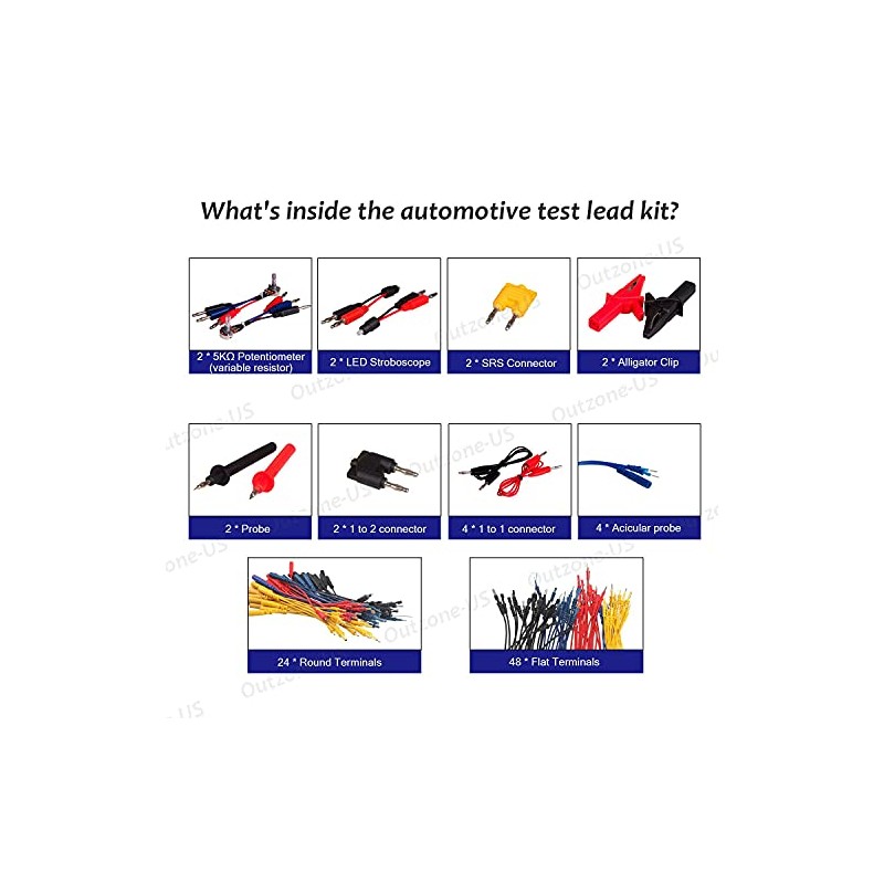 Outzone Automotive Test Lead Kit 92 Pieces Electrical Testers Auto