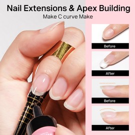MIZHSE Gel Nail Kit, Fake Nails Long Almond, 8-in-1 Builder Gel for Nails & Portable Mini U V Light, 240Pcs Half Matte Nail Tips for Nail Extension Home DIY Nail Salon