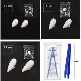 YBGGJO Vampire Fangs, Vampire Fangs, Cosplay, Costume, Dentures, Makeup Party, Kiva, Cosplay, Unisex (Set of 3 (13+15+17 mm))