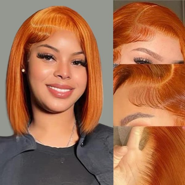 VYCRAVE Ginger Orange Lace Front Wigs Human Hair 350# Colored