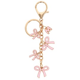 Popizard Key Chain Charms- Pink Bow M Alphabet Letter Keychain, Bag Charms Wallet Accessories