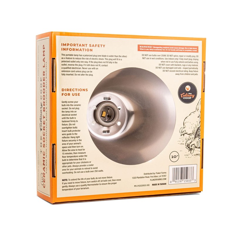 Fluker's Culinary Coop Brooder Lamp for Chicken Coop or Outdoor